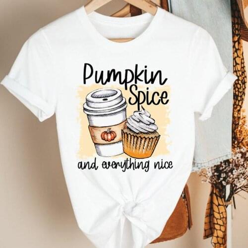 Women Pumpkin Spice 90s Fall Autumn Halloween Thanksgiving Cartoon Ladies Clothes Tshirt Female Graphic Print Tee Top T-shirt