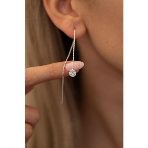 Womens Zircon Stone Silver Italian Dangle Earrings - For Gift - 2021 Summer Fashion