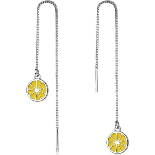 Sweet Yellow Lemon Ear Line Long Tassel Earrings For Women Pendientes Personality Jewelry Gift Brincos SAE51