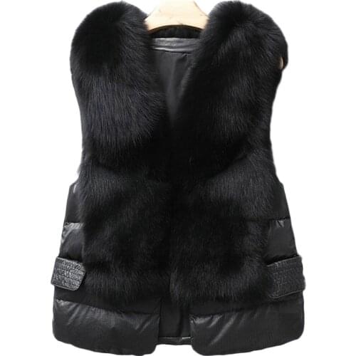 2021 New Winter Short Down Jacket Vest High quality Women Imitation Fox Fur Vest Outerwear Casual Female Innerwear Vest Overcoat