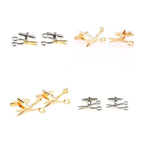 10pairs/lot Gold/Silver Scissors Cufflinks Copper Plating Scissors Cuff Links Fathers Day Chrstmas Gifts Mens Jewelry