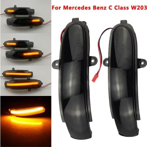2pcs For Mercedes Benz C Class W203 S203 CL203 2001 - 2007 LED Dynamic Turn Signal Light Side Mirror Blinker Sequential Lamp