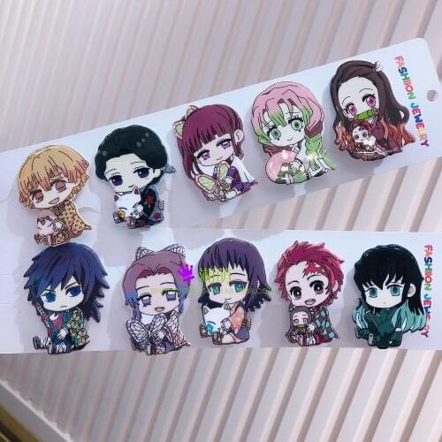 2pcs random Anime Demon Slayer Barrettes Kimetsu no Yaiba Hairpins Cute Cartoon Hair Bangs Clips Cosplay Child Girls Headwear
