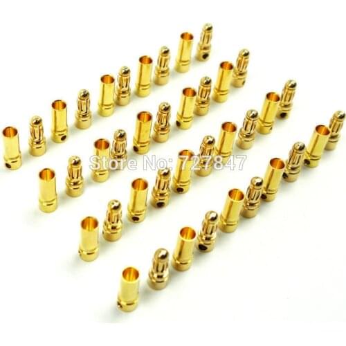 Best quality 20pairs/Lot TB20/35/40 2.0mm 3.5mm 4.0mm Gold Bullet Banana Connector plug Thick Gold Plated For ESC Motor Battery