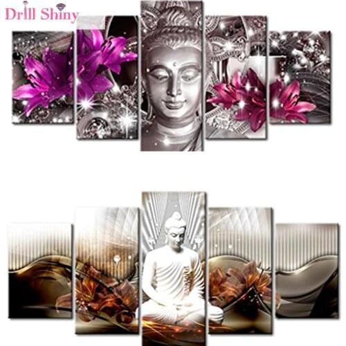 5 PCS Multi-picture Diamond Painting Buddha Art Gifts Room Decor Diamond Mosaic Embroidery Religion Rhinestones Pattern MF20