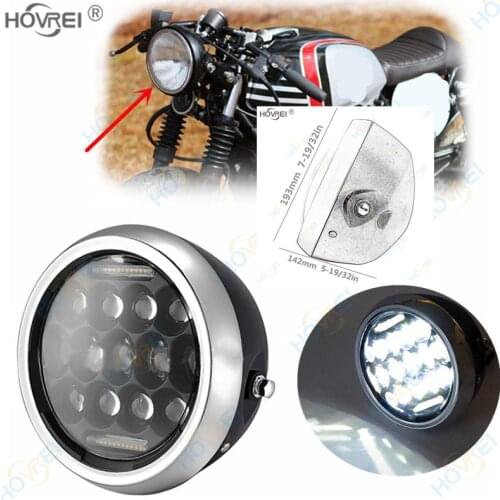 7.5" universal retro Motorcycle LED Headlight high low beam Angel Eye DRL Headlamp for Harley honda CB400 Scrambler Cafer Racer