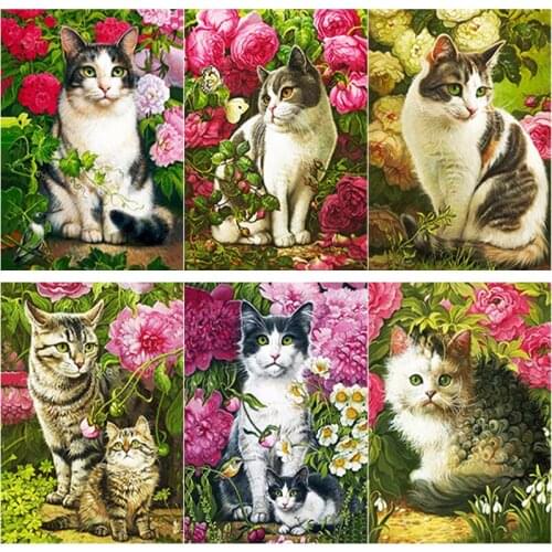 5D DIY Cute Pet Animal Diamond Painting Cute Cat Diamond Embroidery Cross Stitch Full Square Round Drill Manual Gift Home Decor