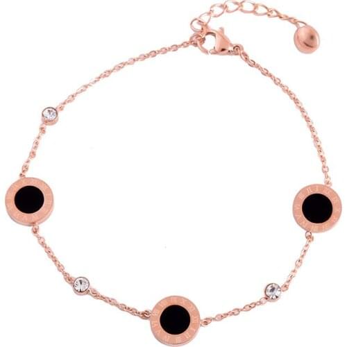 Stainless Steel Chain Anklets for Women Roman Numerals Round Ceramic Charm Crystal Ankle Leg Bracelet Sandals Beach Jewelry Z367