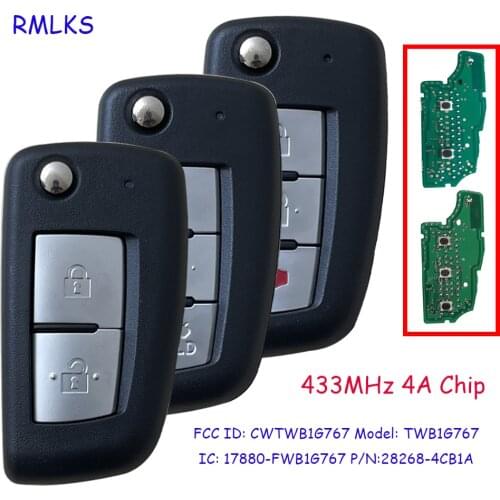 433MHz PCF7961M Flip Remote Key 2 3 Buttons For Nissan Qashqai J11 Pulsar C13 Juke F15 X-Trail T32 Micra CWTWB1G767