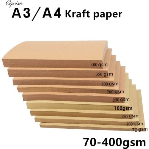 70-400GSM A4/A3 Brown Raw Wood Pulp Kraft Paper DIY Cover Handmade Origami Cardboard Printing Gift Packaging Decor Paper
