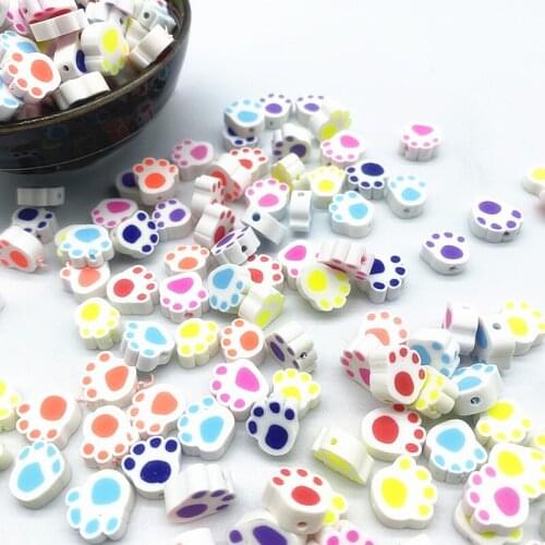 30pcs Small animal footprintsShape Clay Spacer Beads Polymer Clay Beads For Jewelry Making DIY Handmade Accessories