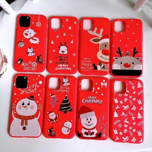Cartoon Christmas Phone Case For iPhone 11 Pro Max XR X XS Max 7 8 6 6s Plus Elk Santa Claus snowman Soft TPU Phone Cover Gift