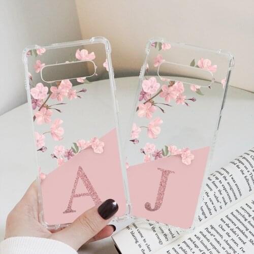 Letters Flower Phone Case For Samsung Galaxy S21 Ultra S20 FE Lite Plus S10e S10 Plus S9 S8 Transparent Hard PC Bumper Cover Bag