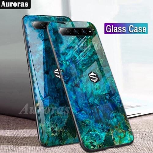 Auroras For BlackShark 4 Pro Case Tempered Glass With Soft TPU Frame Shockproof Back For Black Shark 4 Cover Case Funda