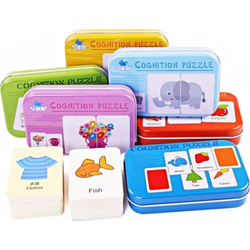 Kids Matching Puzzles Games Baby Cognition Cards Letters Animal Fruit Life Vehicle Cards Cognitive Early Education Learning Toys