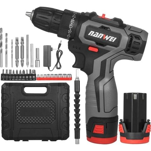 12V Electric Drill Cordless Electric Screwdriver Handheld Portable Power Tools Two-Speed Rechargeable Drill 25+1 Torque Drill