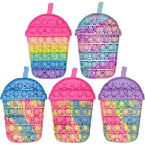 Fidget Milk Tea Cup Christmas Tree Candy Doughnut Toy Rainbow Push Bubble Antistress Toys Adults & Children Sensory Toys Squeeze