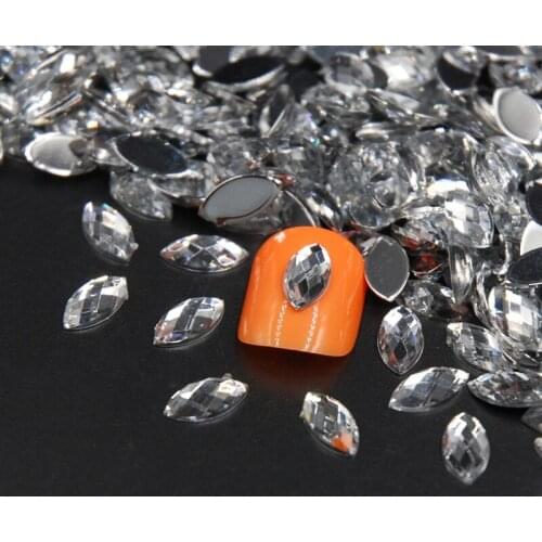 Glue On rhinestone 3D 100pcs Crystal Clear Horse Eyes Gem Glitters Acrylic Rhinestones DIY Nail Art Tips Decoration Manicure