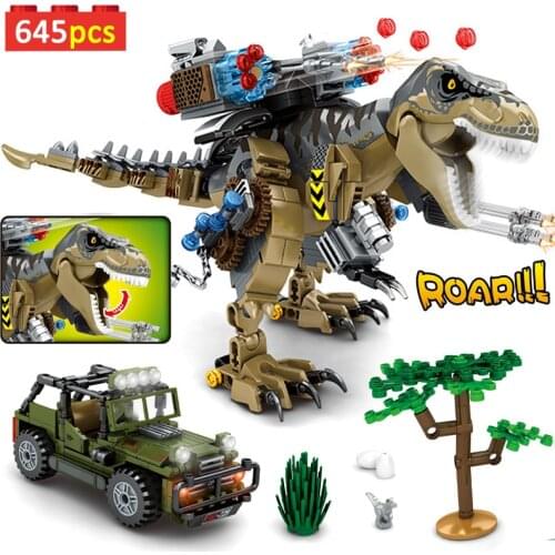Jurassic Dinosaur Animal Park World 2 Building Blocks Ideas Creator Mechanical Tyrannosaurus Rex Bricks Toys For Kids Gifts