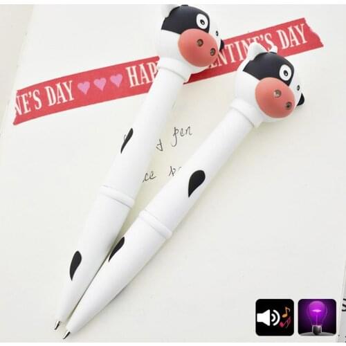 Support Dropshipping Creative Cow Duck Giraffe Electronic Pen LED Light Animal Sound Kids Pen Gift Electronic Pen