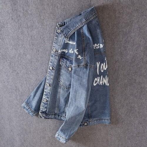 Spring Outwear Mens Casual Denim Coats Personality Long Sleeve Letter Printing Single Breasted Motorcycle Jacket Male Jean Tops