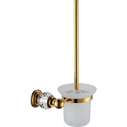 Brass & Crystal Gold Titanium Toilet Brush Holder,Golden Bathroom accessories CY008