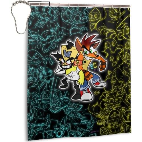 Hot Classic game Crash Bandicoot Fabric Waterproof Shower Curtain Curtains Shower For Bathroom Bathing Cover Large Wide Extra