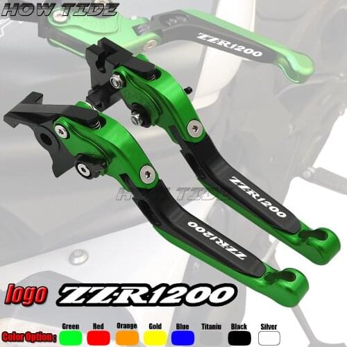 Logo(ZZR1200) For Kawasaki ZZR1200 ZZR 1200 2002-2005 CNC Adjustable Folding Extendable Motorcycle Brake Clutch