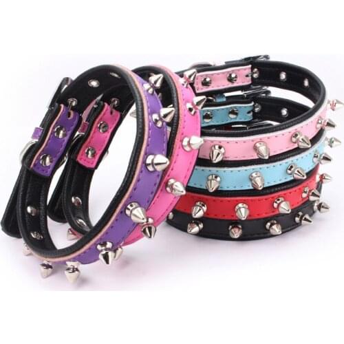 Spiked Studded Small Large Dog Collar Rivet Accessory Hond Neck Strap For Puppy Necklace Leather PU Pitbull Bulldog Pet Supplies
