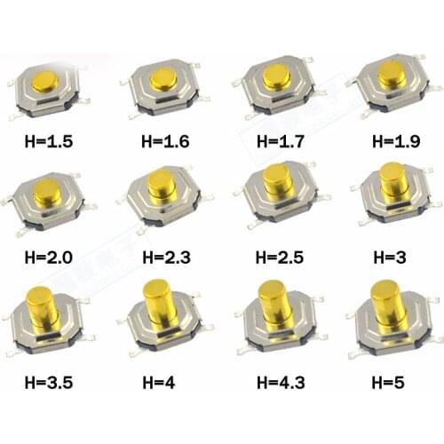 1000PCS High quality 4*4*1.5mm 4x4x1.5mm SMD button switch microswitch Tact Switch 5.2*5.2*1.5mm Integrated Circuits