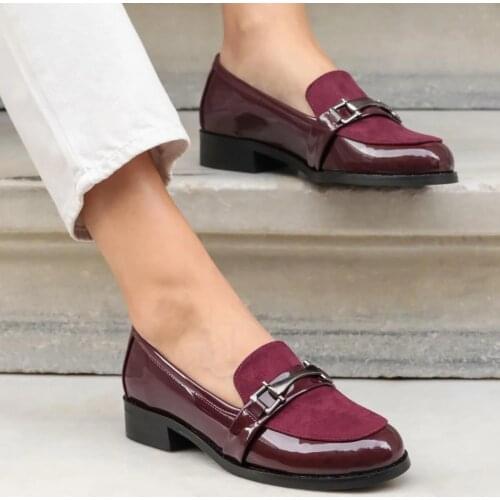 Mio Gusto Brand Bernice Burgundy and Navy-blue Colors High Quality Oxford Comfort Women 's Flat Shoes , shoes for women 2020 , designer shoes , ladies flat shoes