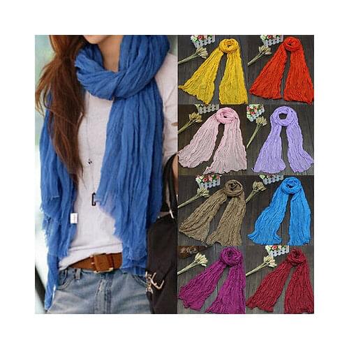 Fashion Solid Color Scarf Cotton & Linen Long Scarf Thin Linen Candy Color Voile Ladies Shawl Soft Warm Women 2020 New Spring