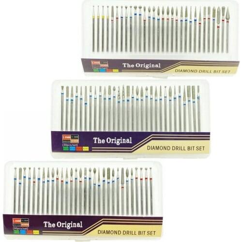 30pcs Diamond Nail Drill Bit Dental Diamond Burs Drill Engraving Carving Polishing Glass Jade Stone Drill Bit Rotary Tool Set