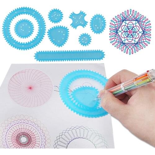 10Pcs Spiral Art Set Drawing Spirograph Geometric Ruler Stencil Set Tools