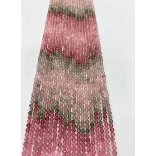 Natural gradient red green strawberry crystal cut surface 2mm3mm4mm DIY boutique jewelry crystal length 38 cm