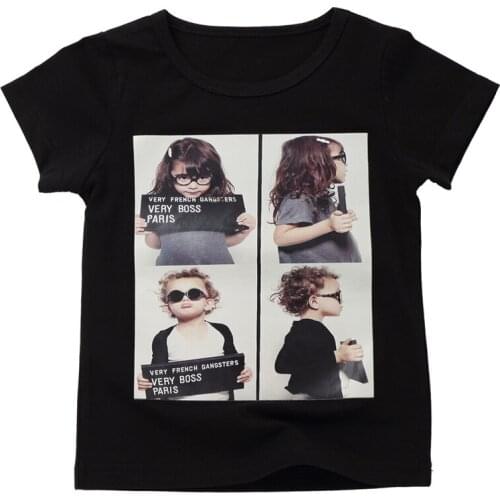 New summer childrens clothing childrens clothes 2019 short-sleeved printed headband boys and girls round neck T-shirt