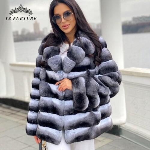 2021 New Women Natural Rex Rabbit Fur Coat Winter Lapel Thick Jacket Girl Warm Fashion Popular 65cm Long Regula Outer Clothing