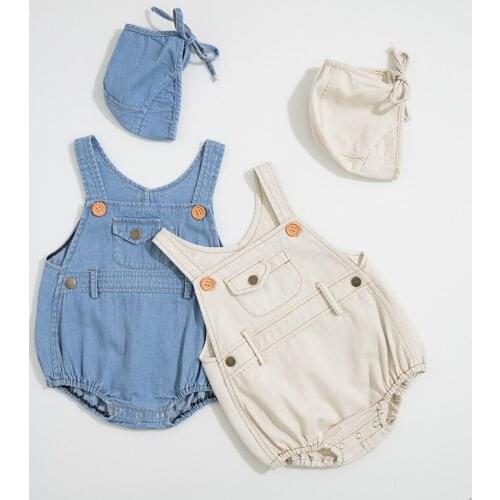 Baby Clothes Newborn Baby Boy Clothes Spring Summer Baby Romper With Hat Denim Baby Jumpsuit For Boys Girls Jumpsuit Overalls