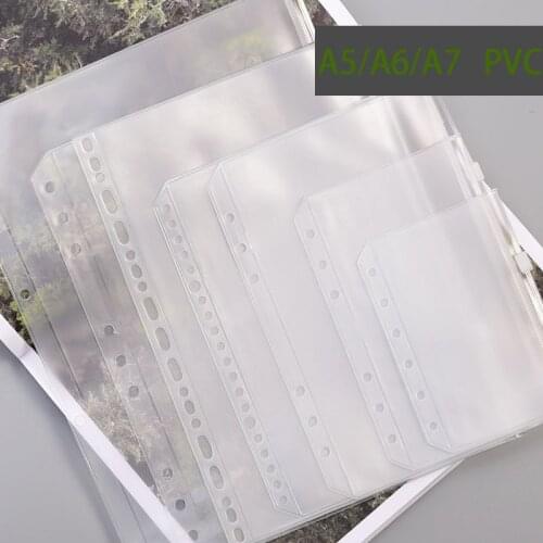 24pcs/Lot Binder Pockets A5 A6 A7 Zipper Lock Insert Refill Organiser Loose Leaf Pouch 6-Ring Document Notebook Storage Folder