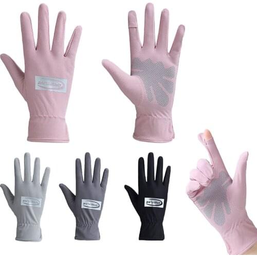 Summer Sun Protection Ice Silk Gloves Driving Cycling Fishing Quick-drying Gloves Women Anti UV Slip Breathable Driving Glove