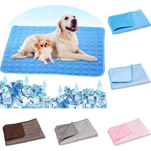 Portable Dog Cooling Mat Summer Ice Silk Pad Washable Pet Blanket Dogs Cats Cushion Bed Puppy Kitten Indoor Sofa Floor Kennel