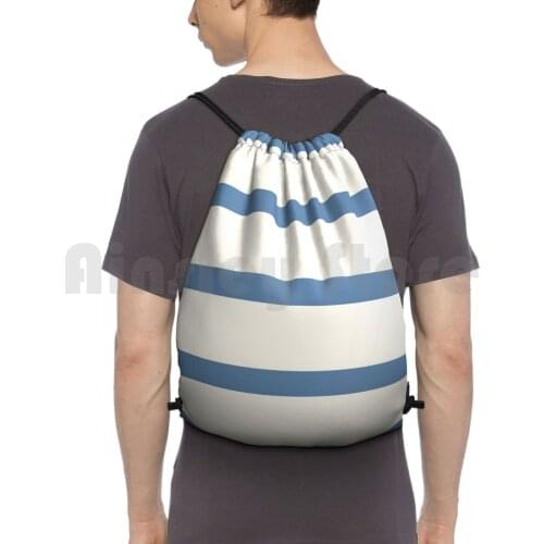 French Navy & Cream Striped Backpack Drawstring Bag Riding Climbing Gym Bag Hamptons Hampton Cape Usa New York East End Nyc