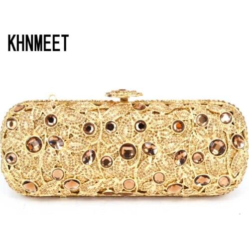 Long plated Gift Box ladies evening bag Gold clutch purse party women pochette bag luxury Diamond crystal Clutch Bag SC145