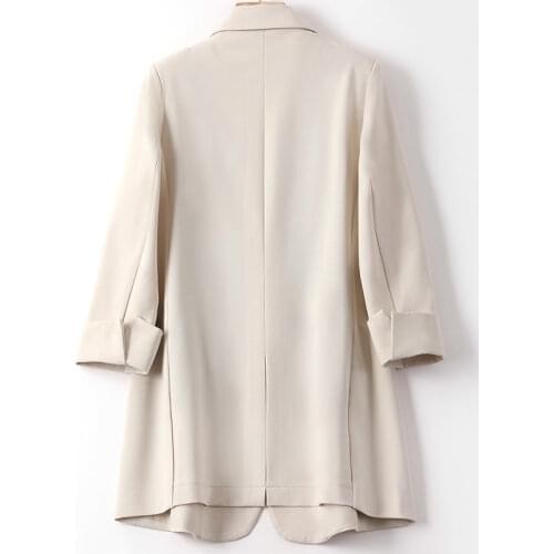 Single Button Chic Blazers Summer Three-quarter Sleeves Womens Coat Elegant Jacket Fashion Solid Color Top
