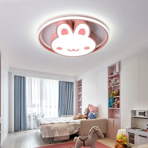 Cute Girls Room Led Ceiling Light Pink Rabbit Animal Kids Bedroom Light Ceiling Princess Children Baby Room Kids Ceiling Light