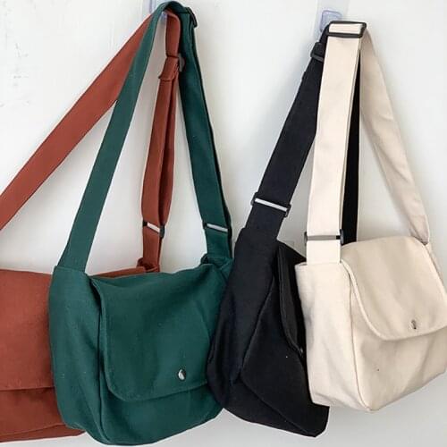 Adjustable Women Simple Canvas Shoulder Bag Ladies Pure Crossbody Bag Casual Messenger Bags Girls School Books Totes