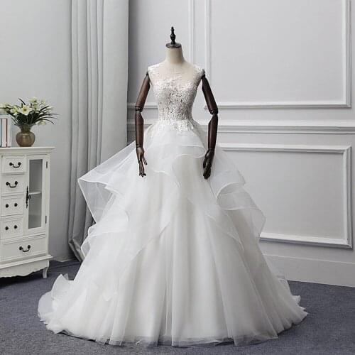 Vestido de Novia Appliques Tulle Luxury Ball Gown Wedding Dress Princess Robe de Mariee O-neck Abito da Sposa Bridal Gown