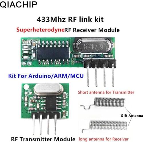 QIACHIP 433 Mhz Superheterodyne RF Receiver and Transmitter Module For Arduino Uno Wireless Module Diy Kit Free Gift antenna