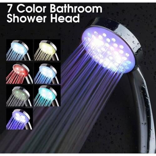 LED Shower Head High Pressure Water Saving Handheld Shower Colorful Temperature Control Bathroom Rainfall Shower Head