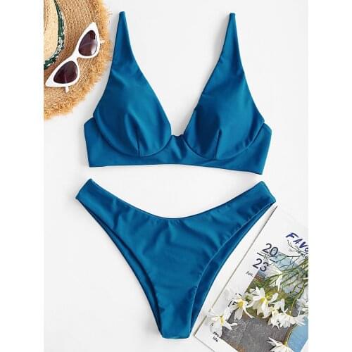 ZAFUL Bustier Bikini Swimwear Plunge Bustier Bikini Swimwear